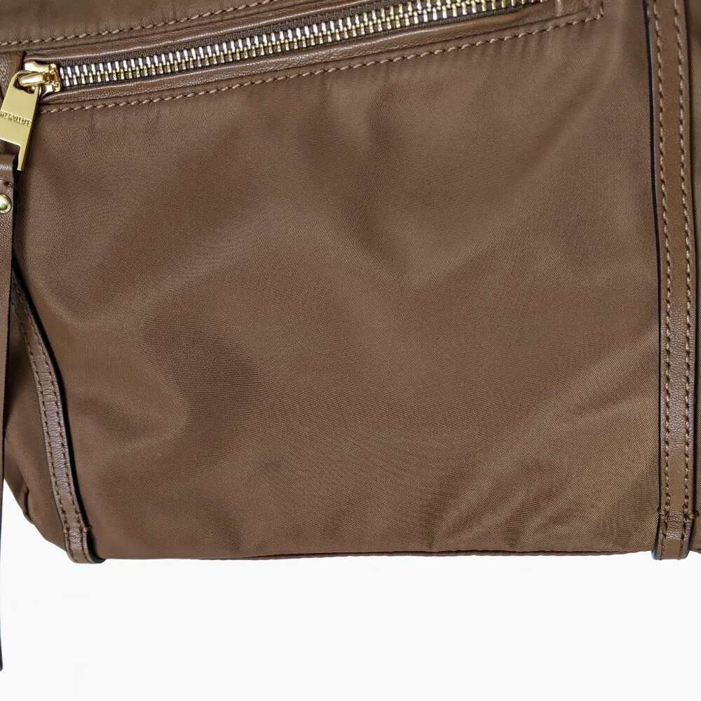 MZ Wallace Brown Nylon & Leather Trimmed Satchel Shoulder Bag With Pouch - Picture 12 of 16